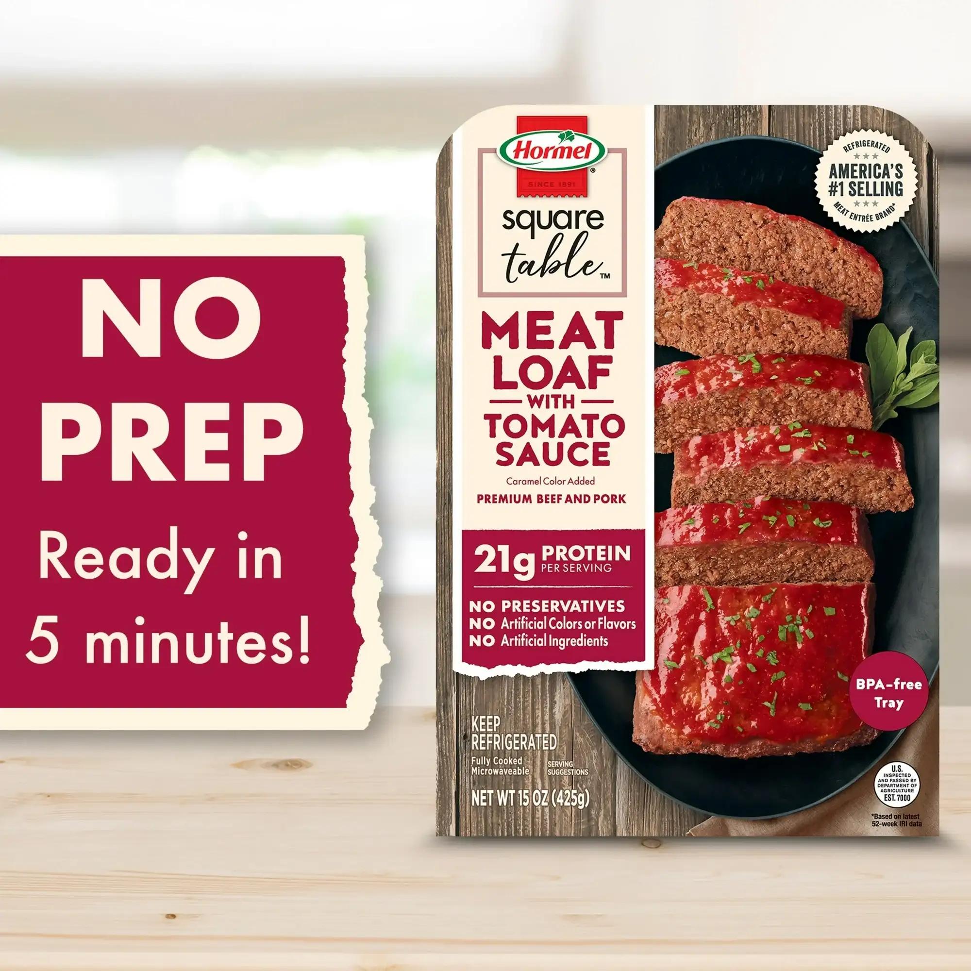 HORMEL SQUARE TABLE Meatloaf With Tomato Sauce Refrigerated Entrée - الصورة 2
